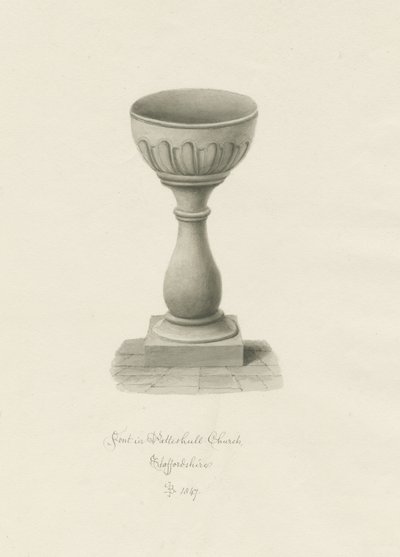 Typsnitt i Patshull Church: sepiateckning av John Buckler