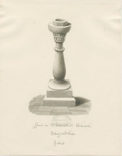 Typsnitt i Shareshill Church: sepiateckning av John Buckler