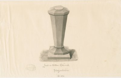 Typsnitt i Wetton Church: sepiateckning, 1839 av John Buckler