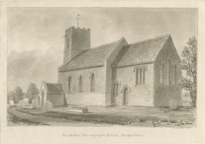 Gayton Church: sepiateckning, 1841 av John Buckler