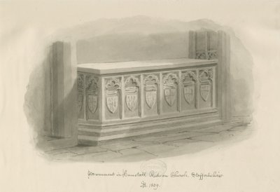 Hamstall Ridware Church - Monument: sepiatvättteckning, 1839 av John Buckler