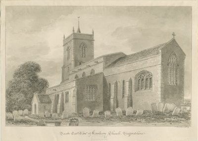 Hanbury Church: sepiatvättteckning av John Buckler
