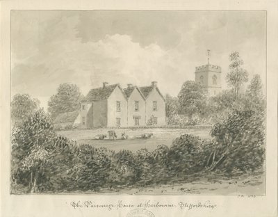 Harborne - Prästgård: sepiateckning, 1833 av John Buckler