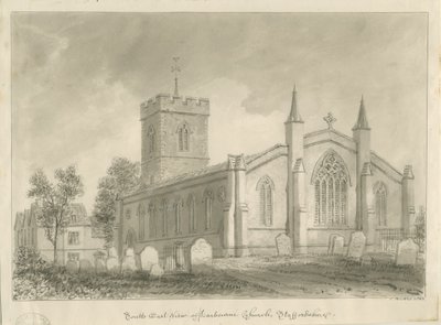 Harborne Church: sepiateckning av John Buckler