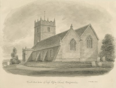 High Offley Church: sepiateckning av John Buckler