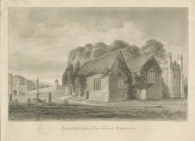 Ilams kyrka: sepiateckning, 1839 av John Buckler