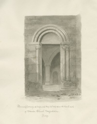 Interiör av Standon Church: sepiateckning, 24 maj 1847 (ritning) av John Buckler