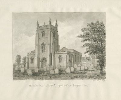 Kingswinford Church: sepiateckning av John Buckler