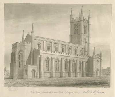 Lane End - New Church: sepiateckning av John Buckler