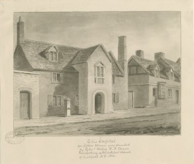 Lichfield - Hospital for Women: sepiateckning av John Buckler