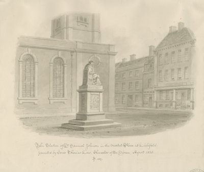 Lichfield - Market Place: sepiateckning av John Buckler