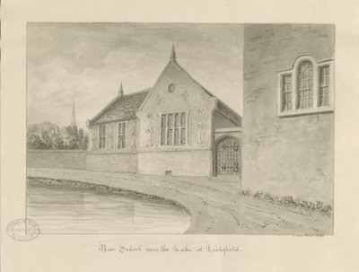 Lichfield - "New School": sepiateckning av John Buckler