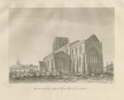 Lichfield - St. Tchads kyrka: sepiateckning av John Buckler
