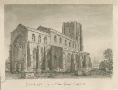 Lichfield - St. Tchads kyrka: sepiateckning av John Buckler