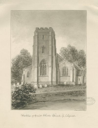 Lichfield - St. Tchads kyrka: sepiateckning av John Buckler