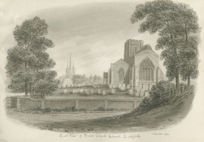 Lichfield - St. Tchads kyrka: sepiateckning av John Buckler