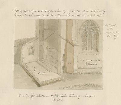 Lichfield - St. Tchads kyrka: sepiatvättteckning av John Buckler
