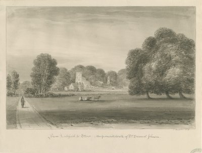 Lichfield - Stowe: sepiateckning, 1841 av John Buckler