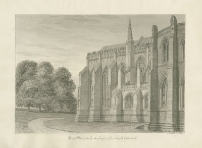 Lichfield Cathedral - North View: sepiateckning, 1845 av John Buckler