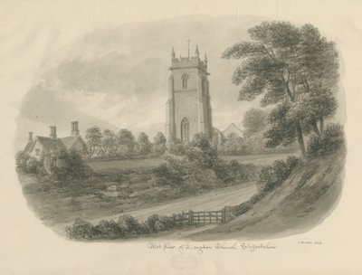 Longdon Church: sepiateckning av John Buckler