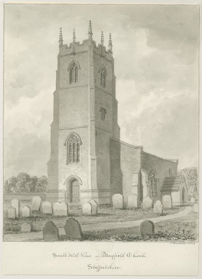 Mayfield Church: sepiateckning av John Buckler