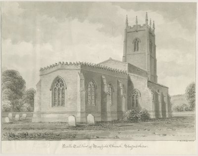 Mayfield Church: sepiateckning, 1844 av John Buckler