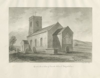 Onecote Church: sepiatvättteckning, 1847 av John Buckler
