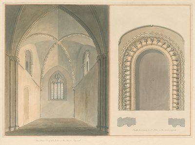 Oxfordshire - Oxford - Chancell and South Entrance of St. Peter in the East Church, 1803 av John Buckler