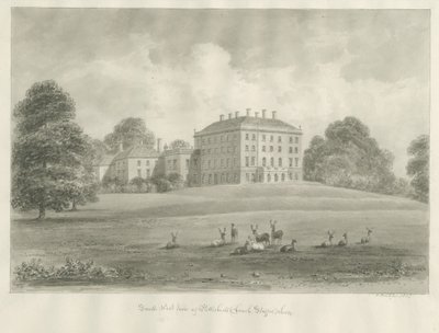 Patshull House: sepiateckning, 1847 av John Buckler