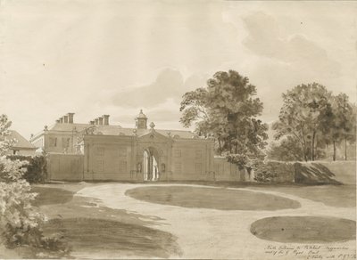 Patshull House: sepiatvätt ritning, nd [1820] av John Buckler