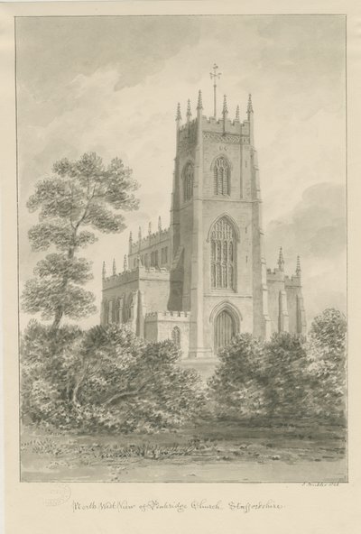 Penkridge Church: sepiateckning av John Buckler