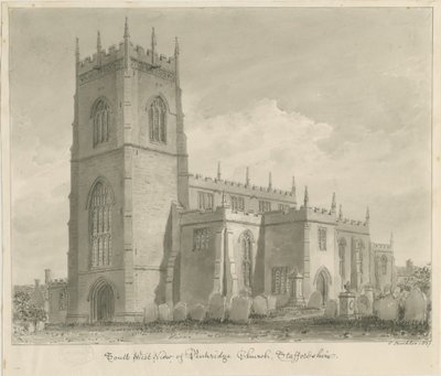 Penkridge Church: sepiateckning, 1837 av John Buckler