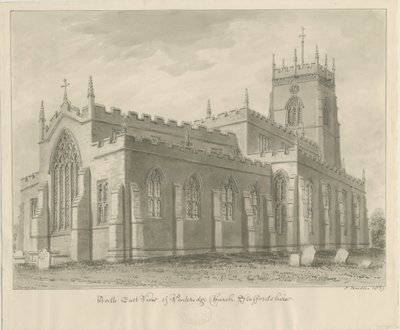 Penkridge Church: sepiateckning, 1837 av John Buckler