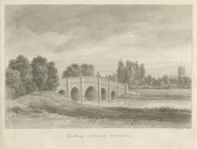 Penkridge Town - [Bull] Bridge: sepiateckning av John Buckler