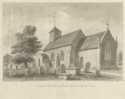 Ranton Church: sepiateckning, 1842 av John Buckler