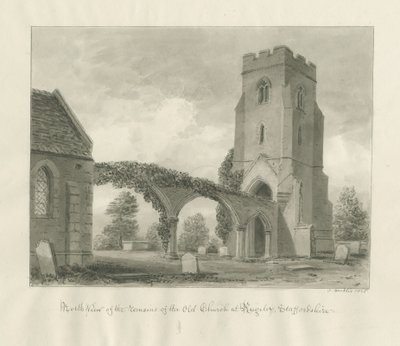 Rugeley Church (gammal): sepiateckning av John Buckler