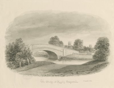 Rugeley Town - Bridge: sepiateckning, 1842 av John Buckler
