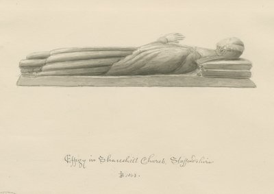 Shareshill Church - Monumental bild [Cassandra Swynnerton]: sepiatvättteckning av John Buckler
