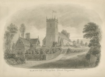 Sheriffhales Church: sepiateckning av John Buckler