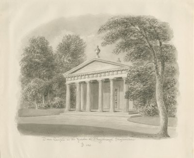 Shugborough - Doriskt tempel: sepiateckning, 1842 av John Buckler