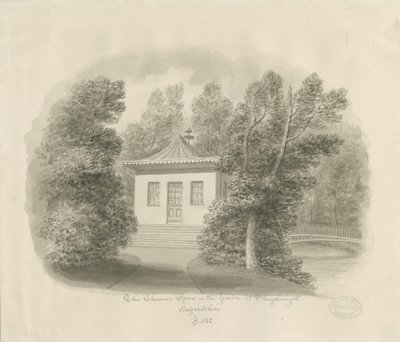 Shugborough - Det kinesiska rummet: sepiatvättteckning av John Buckler