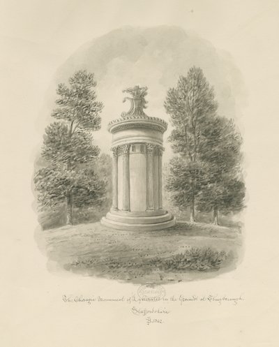 Shugborough - The Choragic Monument of Lysicrates: sepiateckning av John Buckler