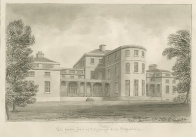 Shugborough Hall - Trädgårdsfront: sepiateckning, 1842 av John Buckler