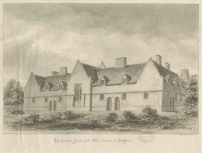 Stafford - Alms Houses: sepiateckning, 1841 av John Buckler