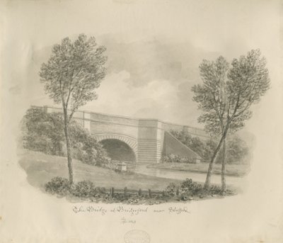 Stafford - Bridge at Bridgeford: sepiateckning av John Buckler