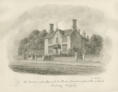 Stafford - Reverend Babers residens: sepiateckning, 1844 av John Buckler