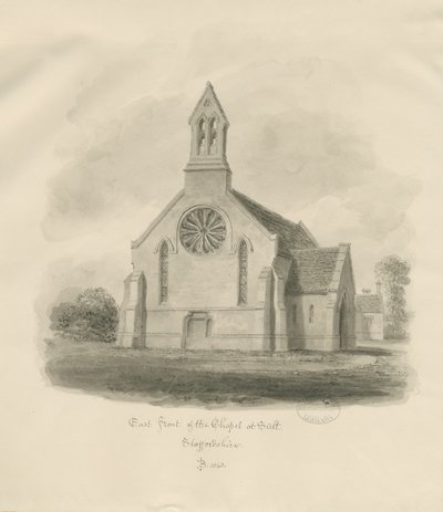 Stafford - Salt Chapel [St. James"]: sepiateckning av John Buckler