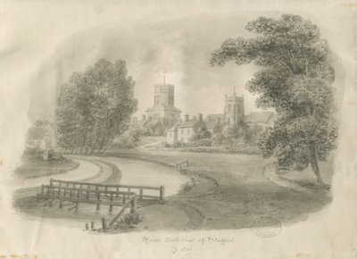 Stafford - South East View: sepiateckning av John Buckler