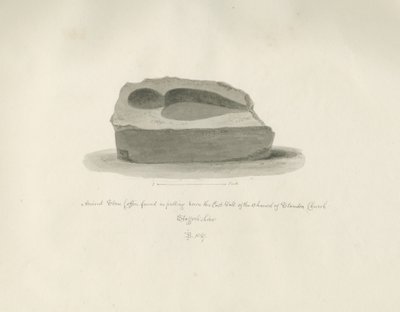 Standon Church: Forntida stenkista: sepiateckning, 1847 av John Buckler