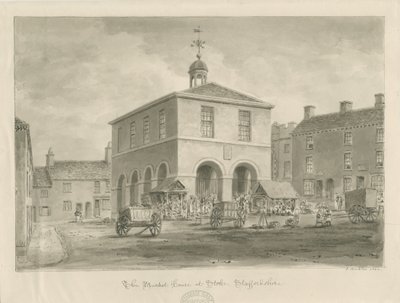 Stoke-upon-Trent - Market House: sepiateckning av John Buckler